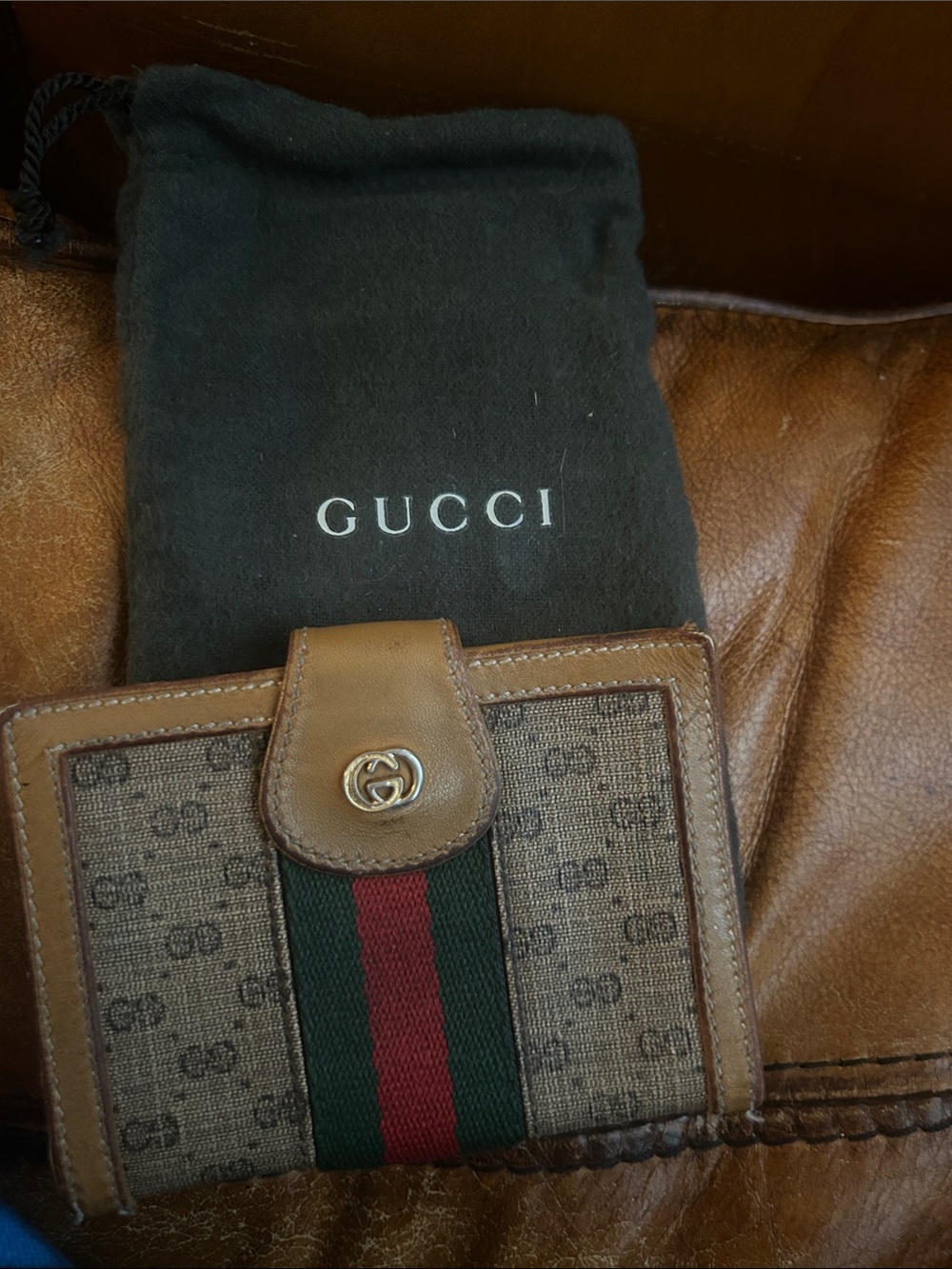 Gucci Brown Monogram Canvas Wallet with Green-Red Web Stripe